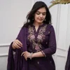 SI 196 Rayon Slub With Embroidery Work Top With Bottom Dupatta Online Wholesale